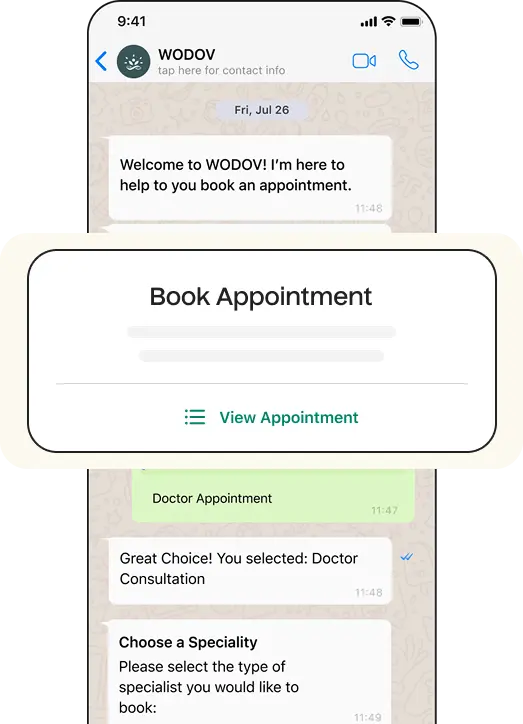 Book appointments directly through chat